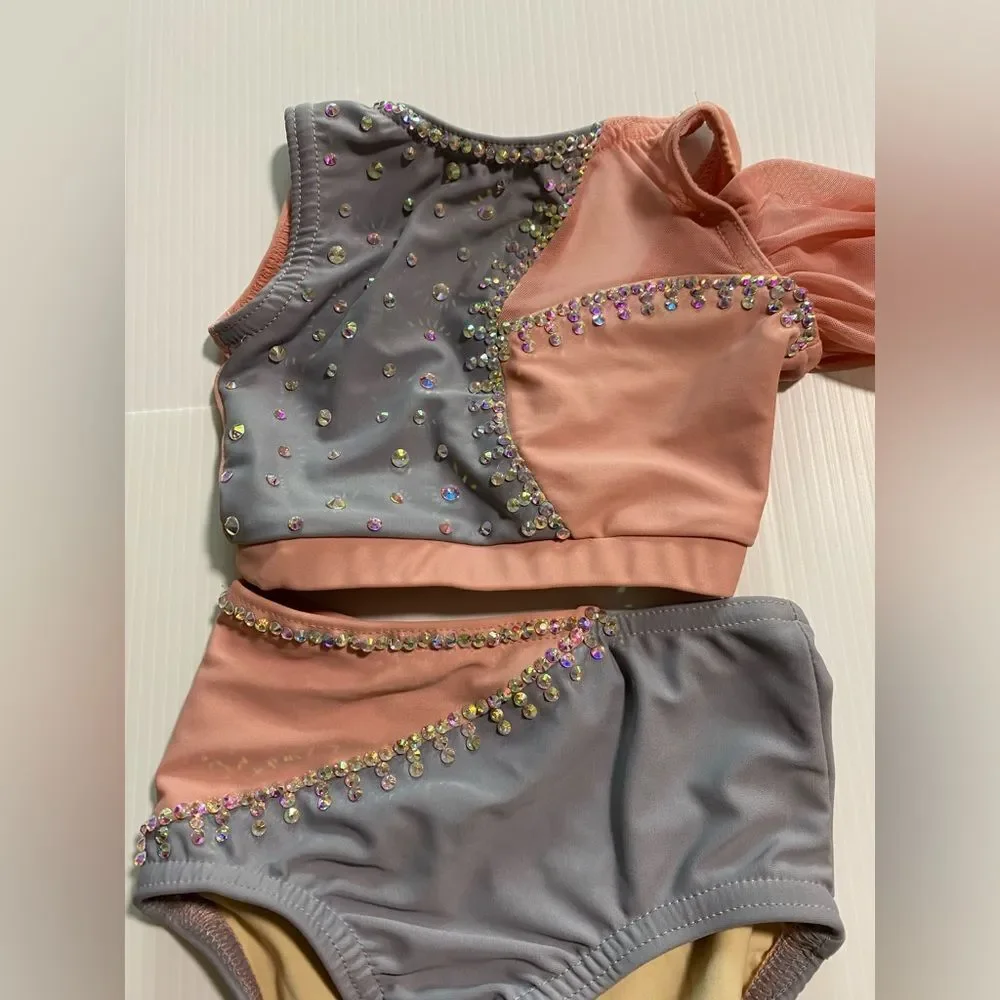 Reverence custom solo dance costume 2 piece pink contemporary lyrical YXS 4/5